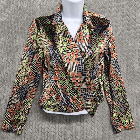 Ett:twa By Anthropologie Wrap Jacket Top Womens Size US 2 UK 6‎ Floral Velvet - Picture 1 of 12